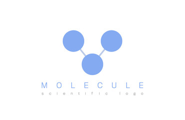 Molecule icon or logo template for medicine, science, laboratory. Mockup symbol for corporate branding identity. Scientific technology label inspiration for advertising, business, web design.