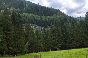 Beautiful nature of Austria mountains, waterfalls, rivers and forests