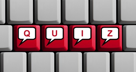 Computer Tastatur mit Sprechblasen: quiz