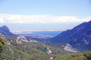 Fototapeta na wymiar Antalya coastline view from Toros mountains