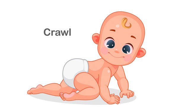cute baby crawling vector illustration
