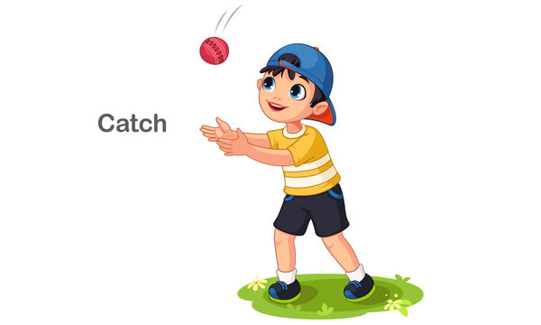 Cute boy catching a ball