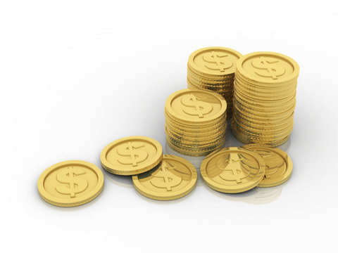 3d rendering gold coin Dollar symbol 