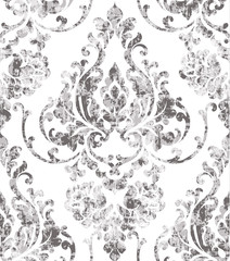 Vintage rococo texture pattern Vector. Floral ornament decoration old effect. Victorian engraved retro design. Luxury fabric decor. Beige colors