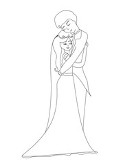 Bride and groom - doodle illustration