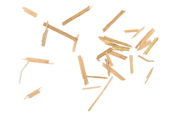 Dry cut grass leaves isolated on white background and texture, top view