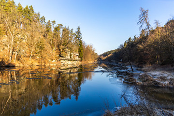 Luznice river at springtime. Czecg Republic.