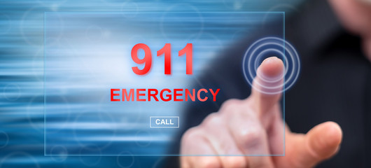 Man touching an emergency concept