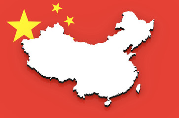 3D map of China on the national flag