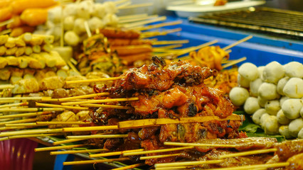 Grilled meat for sale at street market