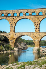 The Pont du Gard, ancient Roman aqueduct bridge 