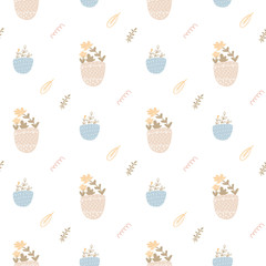 Beautiful seamless pattern with spring flowers. Bright illustration, can be used for wrapping paper, invitation card for wedding,wallpaper and textile. Vector illustration. - 245126176