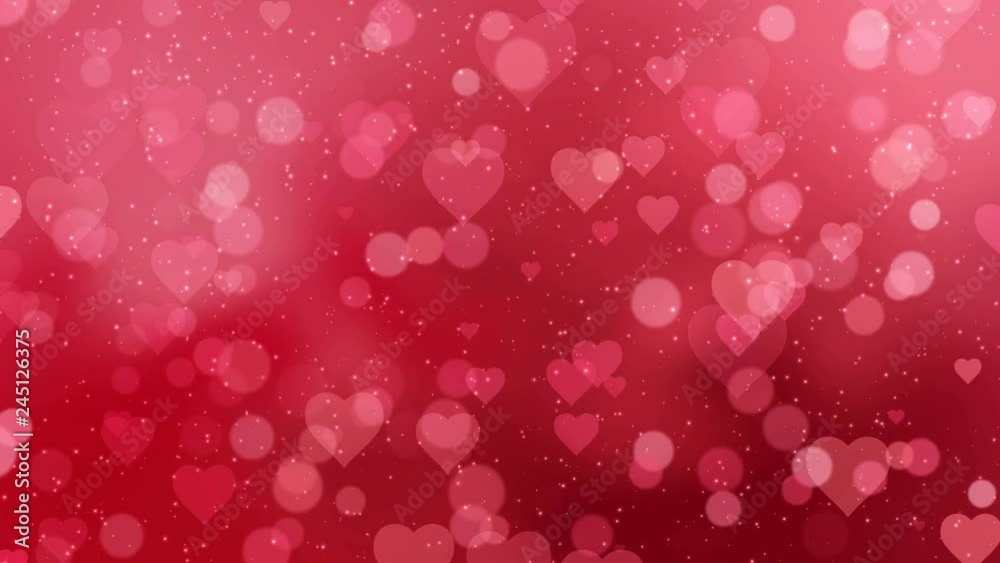 Wall mural red hearts appear on the shining soft background. valentines day holiday abstract loop animation.