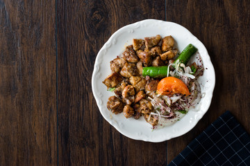 Turkish Traditional Offal Food Uykuluk made with Animals Gland, Pancreas or Rib Cage.