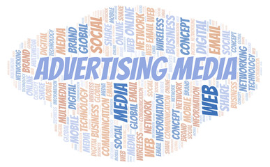 Obraz premium Advertising Media word cloud.