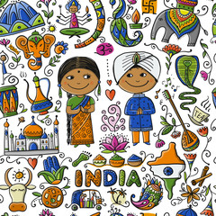 Obraz na płótnie Canvas Indian lifestyle. Seamless pattern for your design