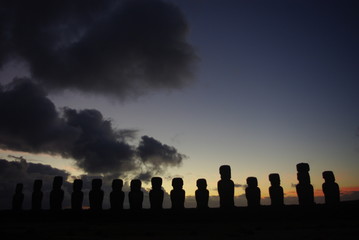 Moai sunset
