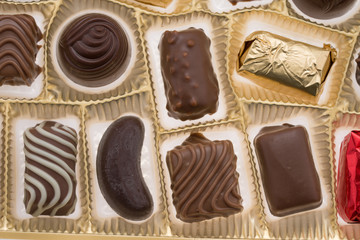 Box of gourmet bonbons, aka bon-bons and truffles, pralines box