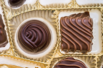 Box of gourmet bonbons, aka bon-bons and truffles,Chocolate pralines box