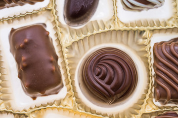 Box of gourmet bonbons, aka bon-bons and truffles,Chocolate pralines box
