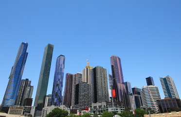 Fototapeta na wymiar Skyscraper apartment cityscape Melbourne Australia