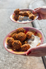 Falafel balls with tahini take away