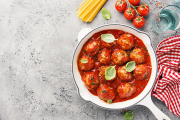 Homemade meatballs with tomato sauce