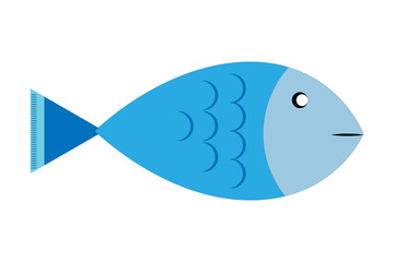 Pescado de color azul sobre fondo blanco.