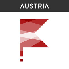 Low poly triangular Austria flag polygonal effect. Vector isolat