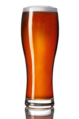 Draft brown ale beer isolated on white background.
