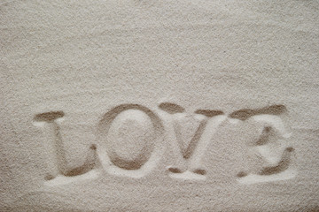 Word love on sand