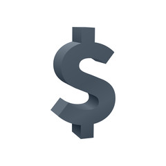 Three dimensional dollar sign, currency icon