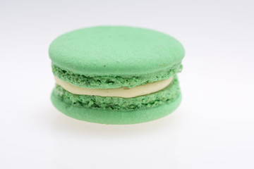 Multi-coloured macarons on white