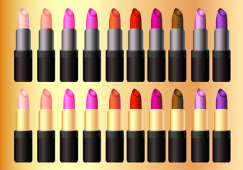 Lipstick in ten different colors