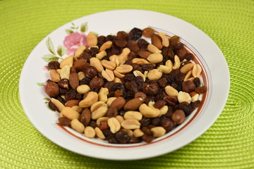 Assorted mix of dry fruits and Nuts almond,cashew, peanut,raisin and walnut 