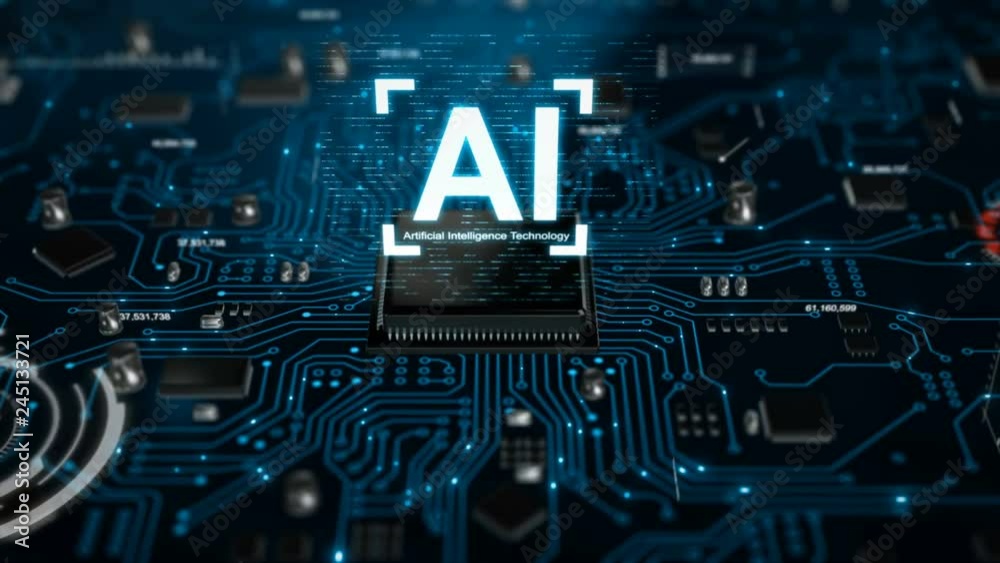 Poster 3d render ai artificial intelligence technology cpu central processor unit chipset on the printed ci