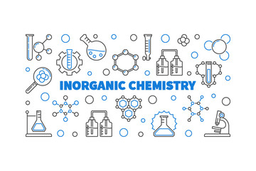 Fototapeta na wymiar Inorganic Chemistry vector concept horizontal banner or illustration in thin line style