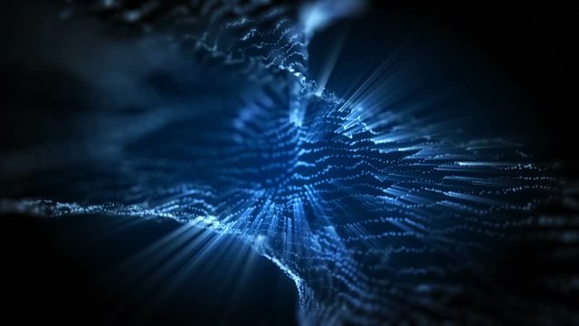 4K Abstract motion background shining particles and strings forming mesmerizing twisted pattern loop