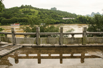 Fototapeta premium Details of decorative stone handrail in china outdoors