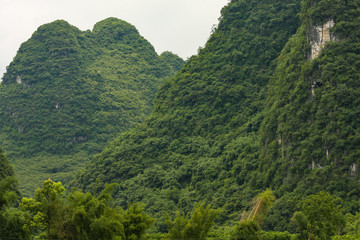 Karst mountain landscape in Yangshuo China at summer