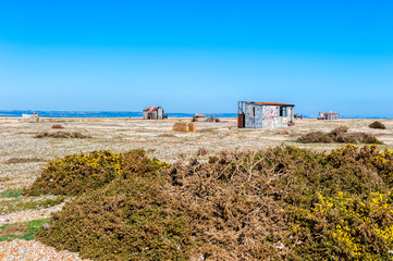 The remote of area of Dungeness in Kent, England