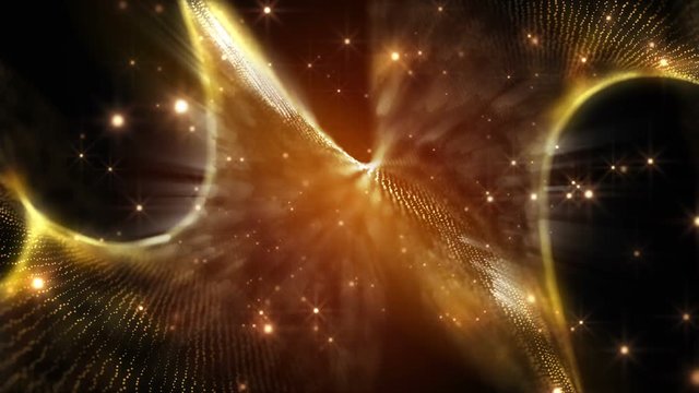4K Abstract motion background shining particles and strings forming mesmerizing twisted pattern loop