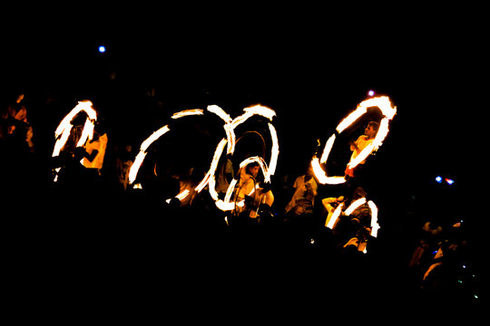 Sri Lankan Tradition - Fire Ball Dancers at Perahara - Procession