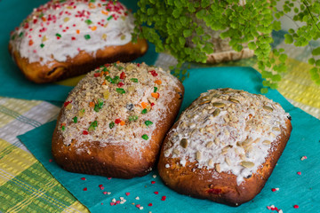 homemade baking easter pasca on the table