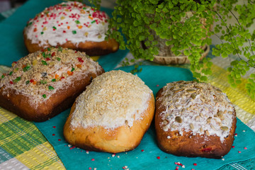 homemade baking easter pasca on the table