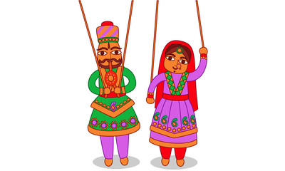 Rajasthan puppet Indian art vector illustration