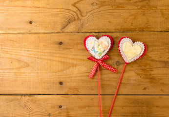 Fototapeta premium Red heart on wood.