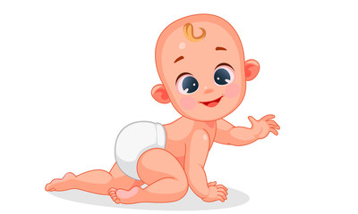 Vector illustration of cute baby crawling 2