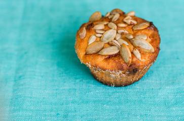 homemade baking cheese muffin with seeds
