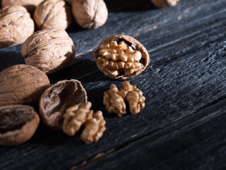 useful walnuts closeup of purified nuclei and whole